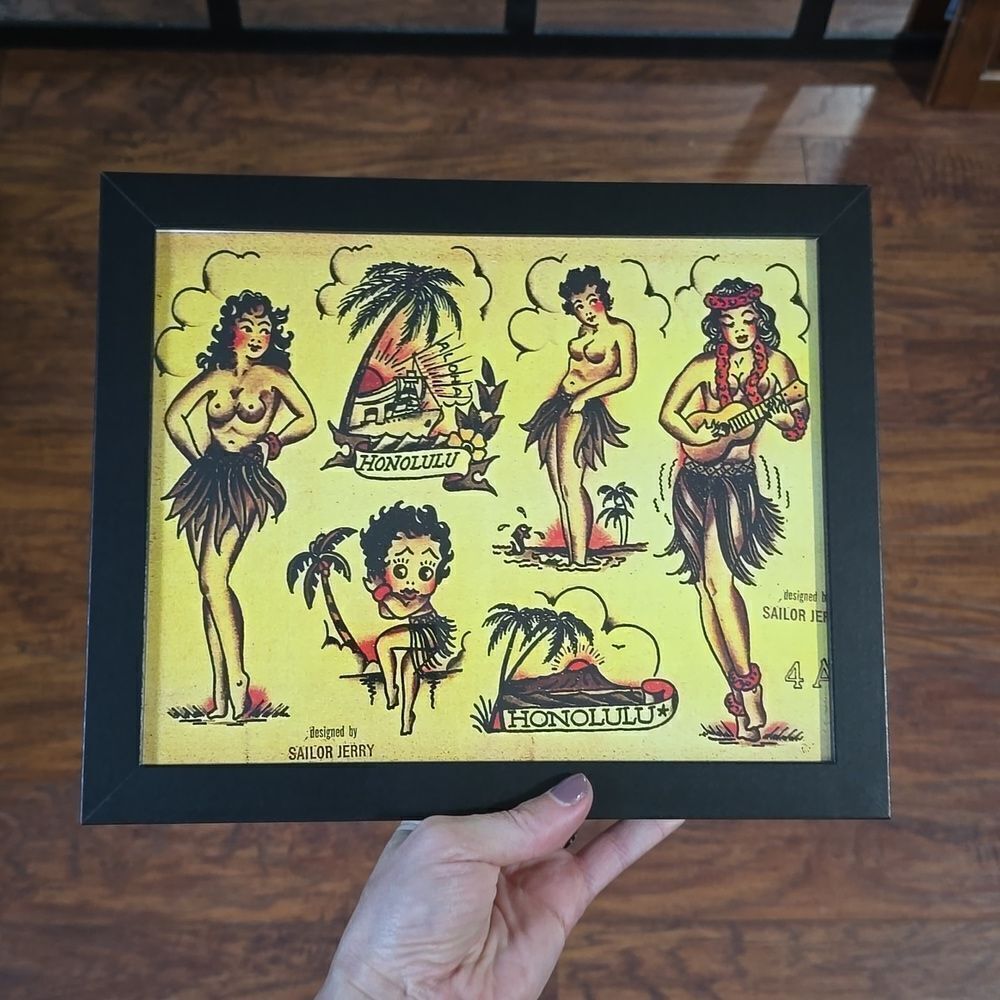 NWT, Framed American Traditional Style Tattoo Flash Print